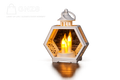 Glowing hexagonal lantern in soft light