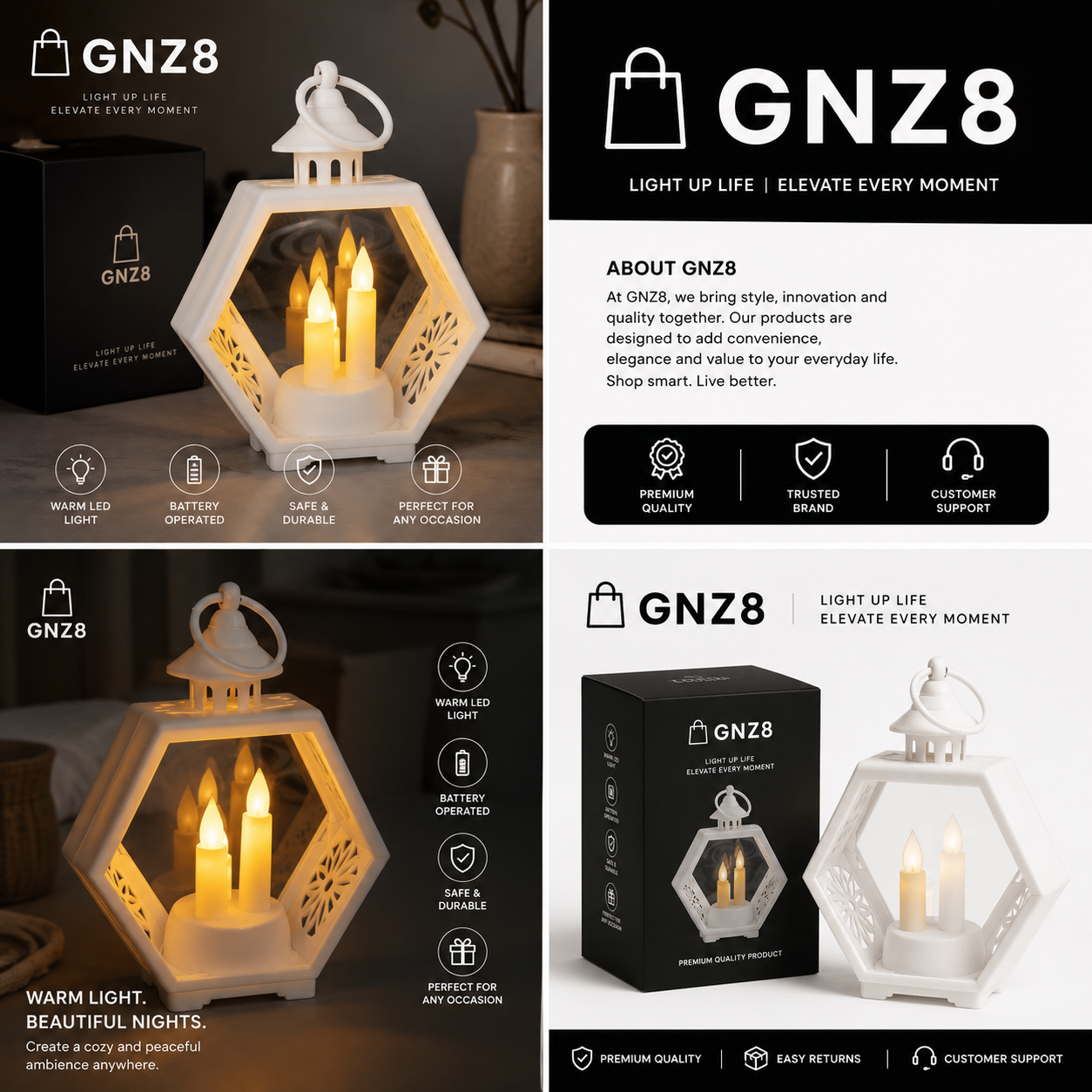 Glowing hexagonal lantern in soft light